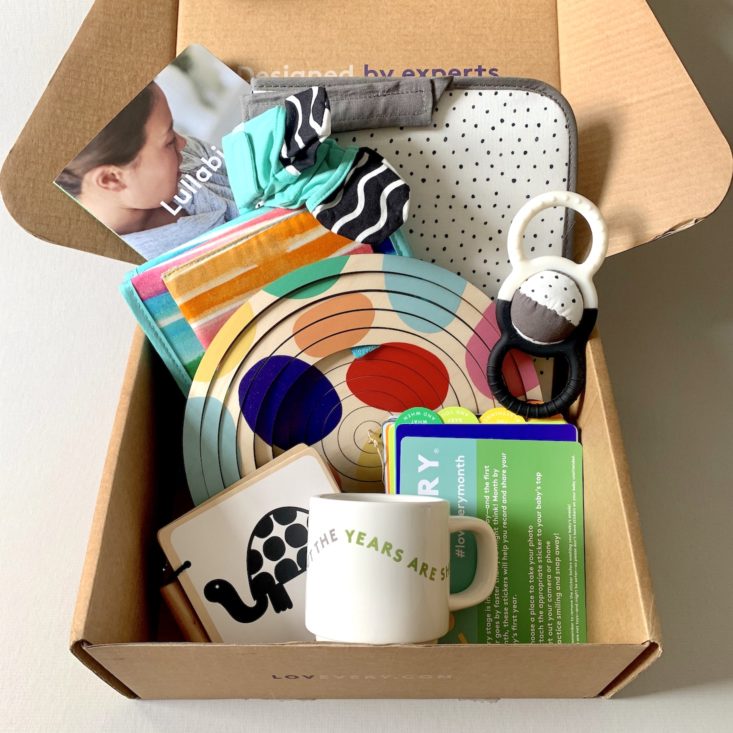 Toys inside The Looker Play Kit by Lovevery.